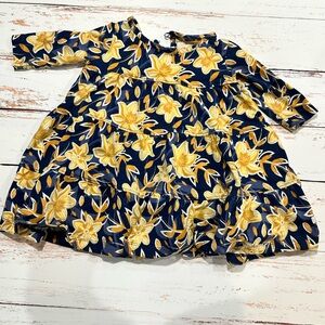 Ruffle Butts Navy and Yellow Floral Dress 6-12 months